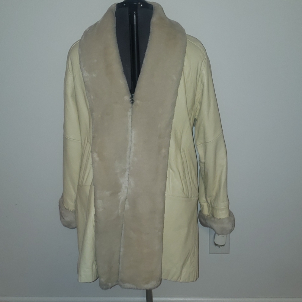 Leather Fur Lined Coat